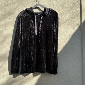 Torrid Velvet Sweater Velour Pullover Lounge Hoodie Size 1/1x Black